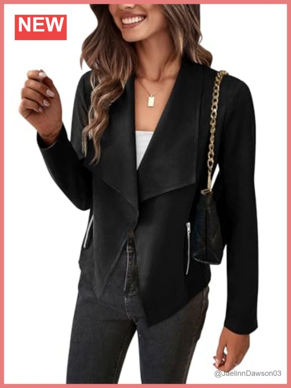 Women's Faux Suede Waterfall Collar Cropped Jacket Open Front Casual Coat